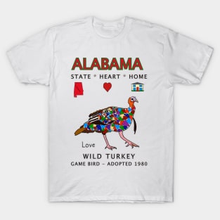 Alabama, Wild Turkey, State, Heart, Home, Love, Valentine Day T-Shirt